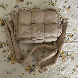 Padded Beige Crossbody Bag
